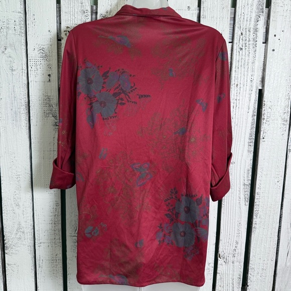 VTG 70s 80s Caribou Peasant Top Women’s Medium Maroon Butterflies Costume Prop‎ - Picture 9 of 14